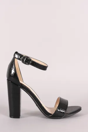 Bamboo Crocodile Embossed Ankle Strap Chunky Heel