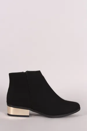 Bamboo Suede Almond Toe Metallic Heeled Ankle Booties