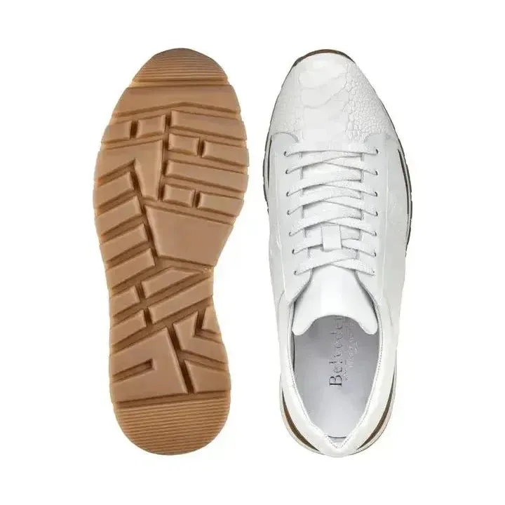 Belvedere Sneakers Blake Genuine Ostrich and Soft Italian Calf White