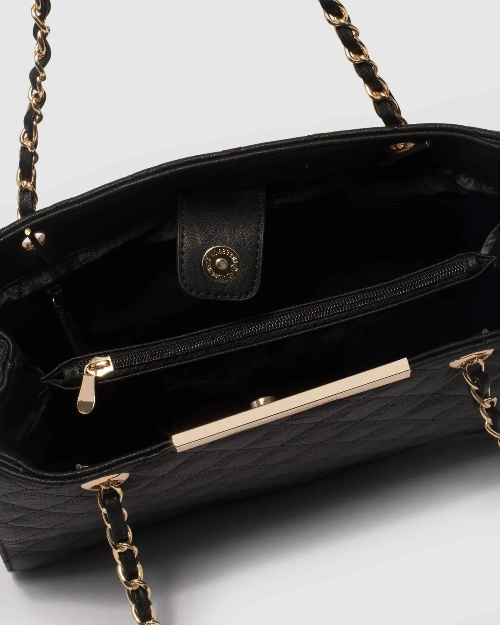 Black Megan Quilted Tote Bag