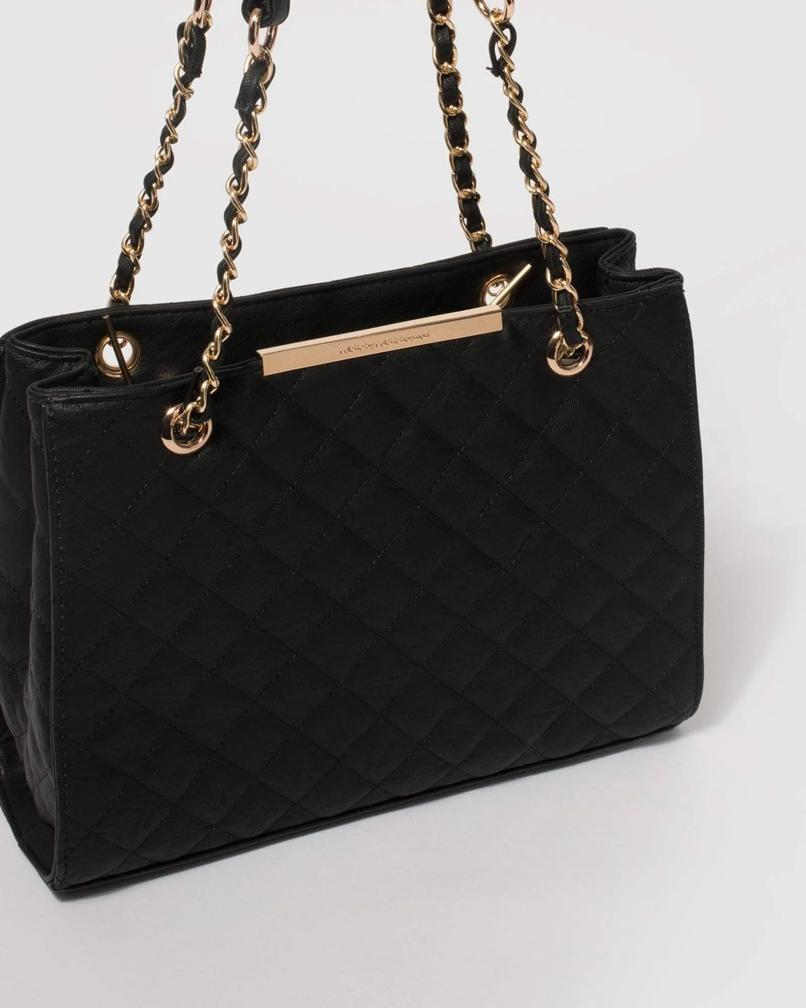 Black Megan Quilted Tote Bag