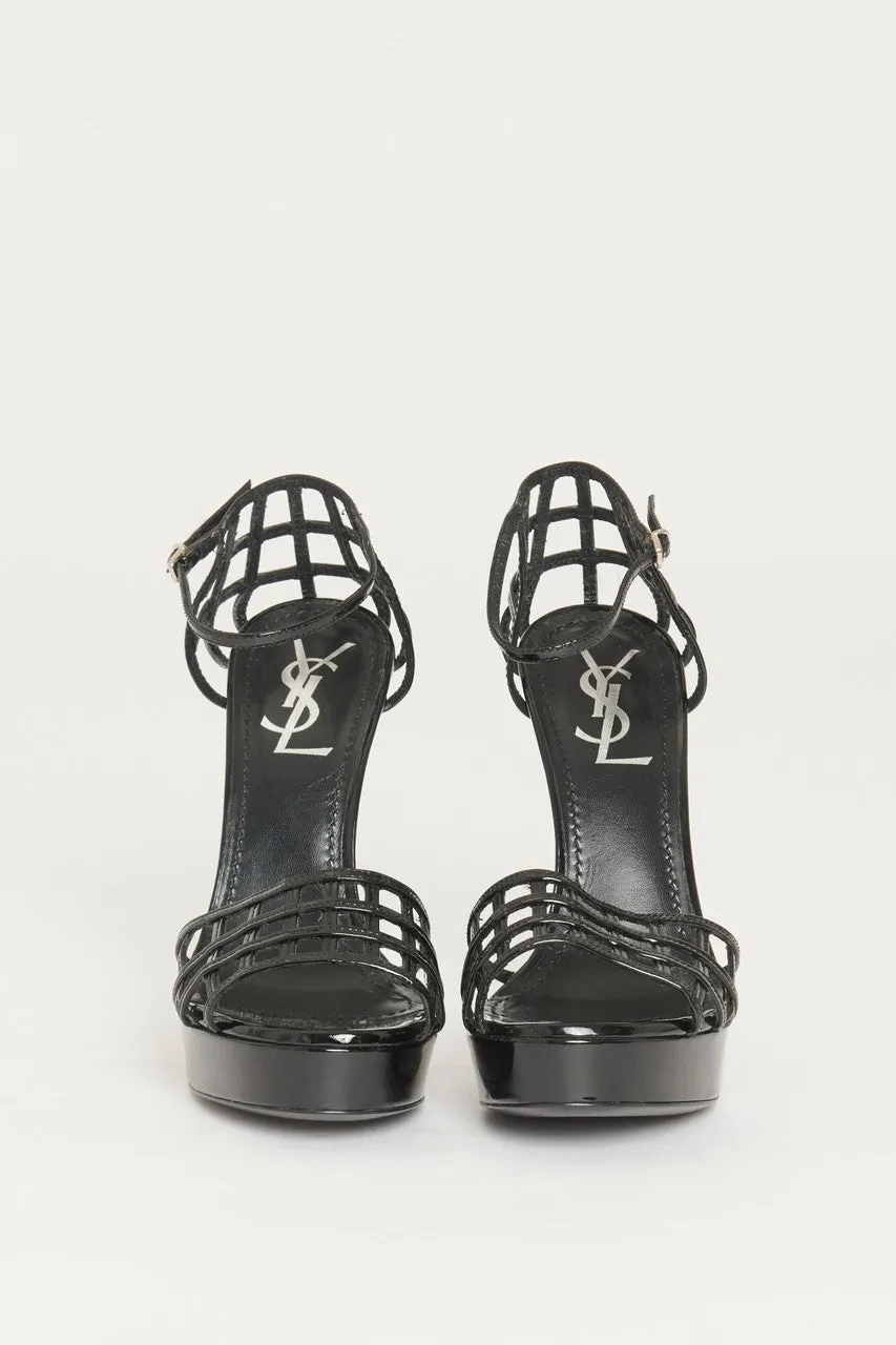 Black Patent Resille 105 Preowned Heeled Sandals