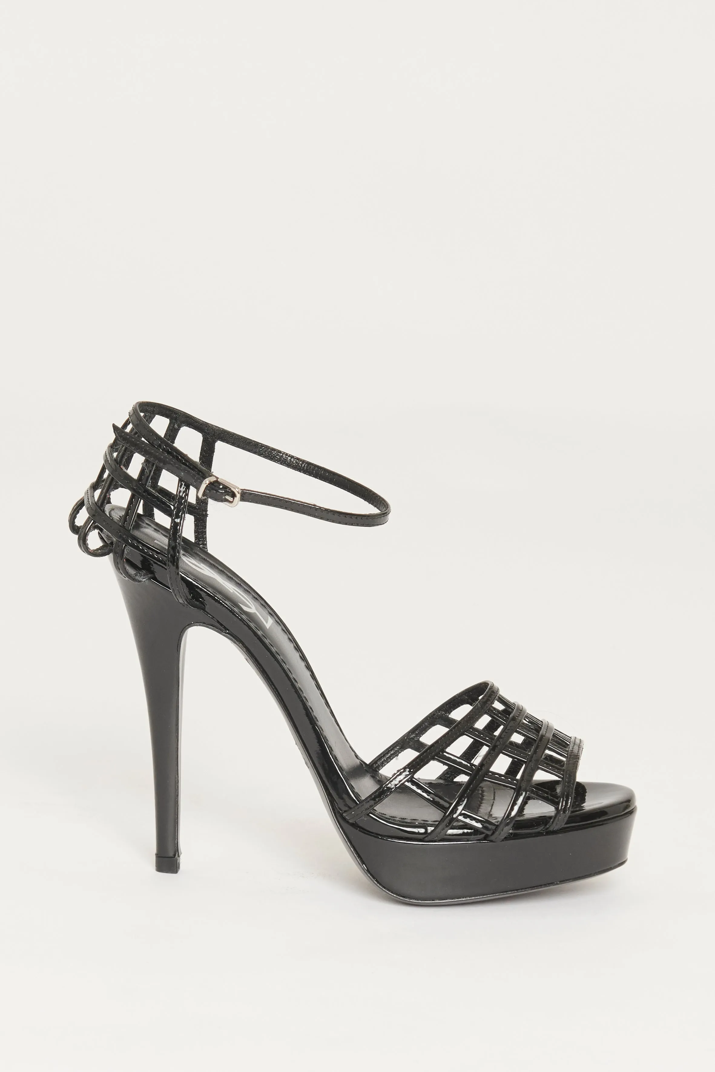Black Patent Resille 105 Preowned Heeled Sandals