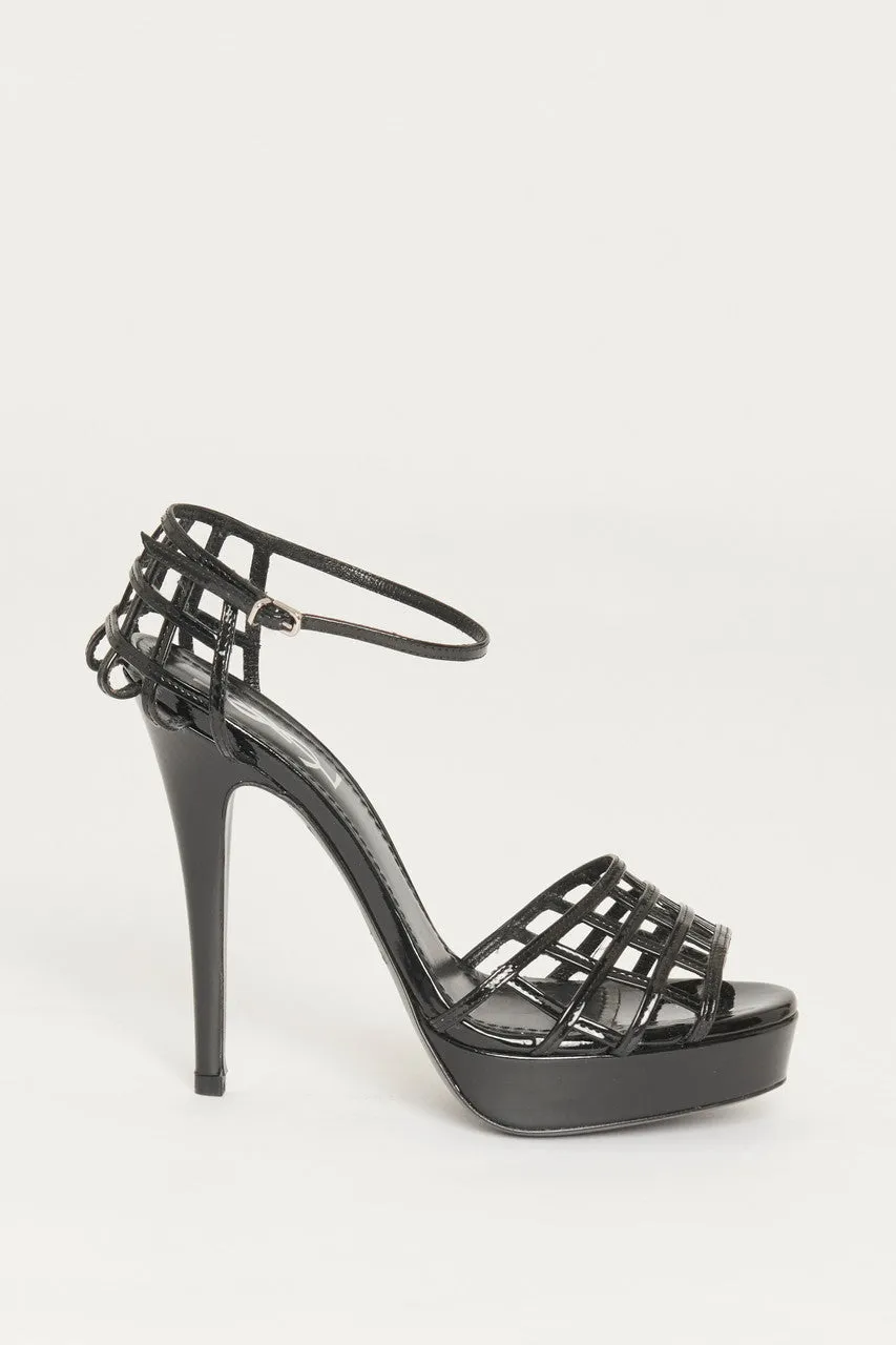 Black Patent Resille 105 Preowned Heeled Sandals