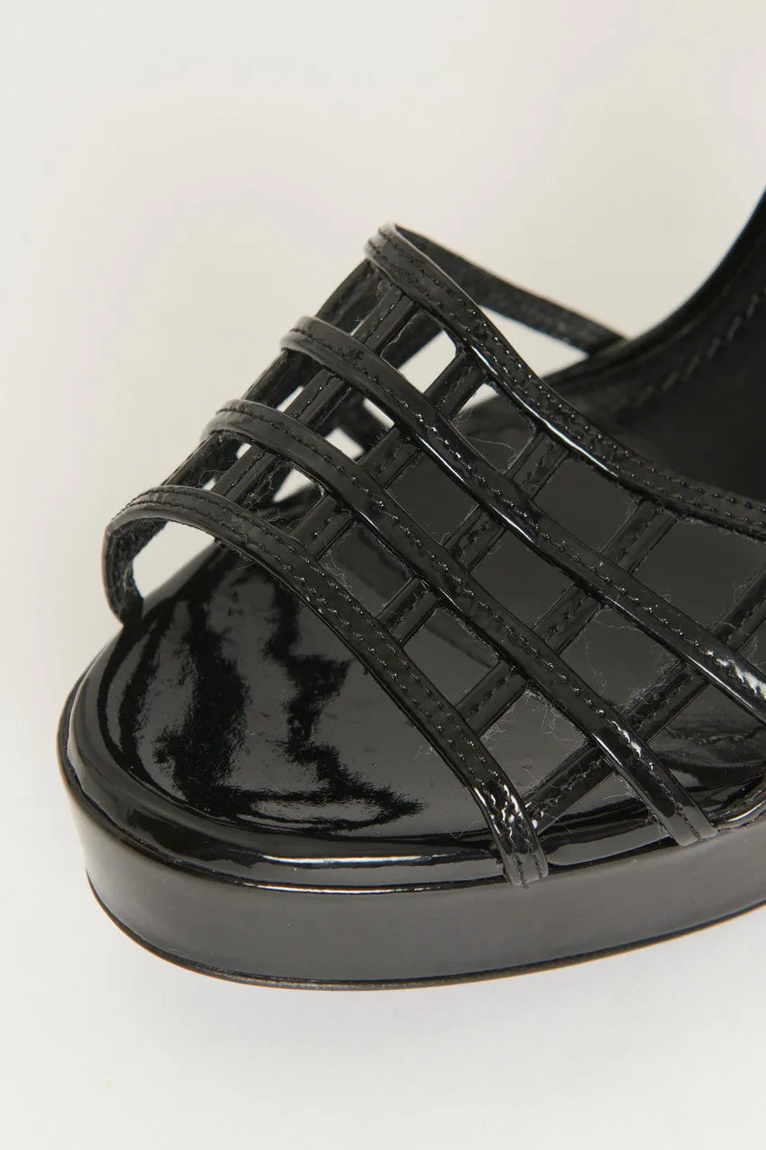 Black Patent Resille 105 Preowned Heeled Sandals