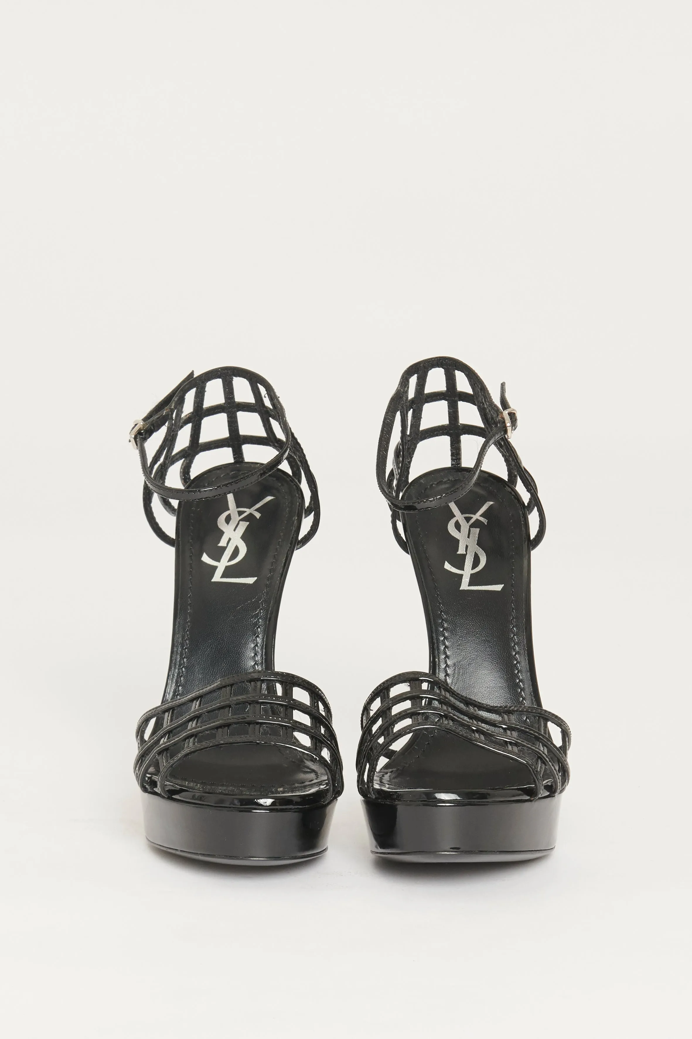 Black Patent Resille 105 Preowned Heeled Sandals