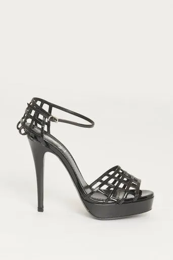 Black Patent Resille 105 Preowned Heeled Sandals