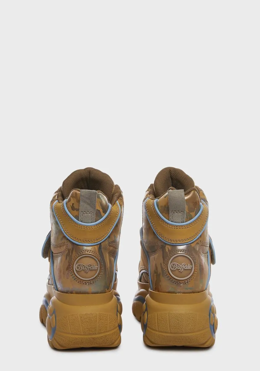 Camo Mustard Classic High Platform Sneakers