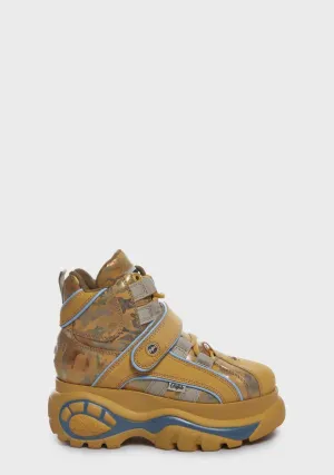 Camo Mustard Classic High Platform Sneakers
