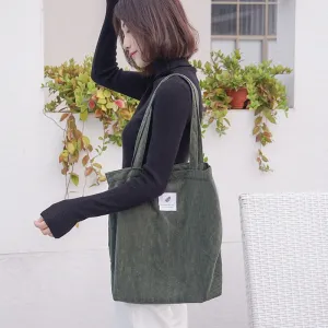 Christmas Gift Women Corduroy Canvas Tote Handbag Female Cloth Shoulder Bags Young Ladies Casual Shopping Bag Girls Reusable Folding Bags