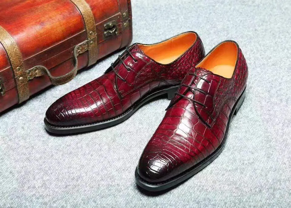 Crocodile Shoes Genuine Crocodile Goodyear Welted Formal Derby Shoes