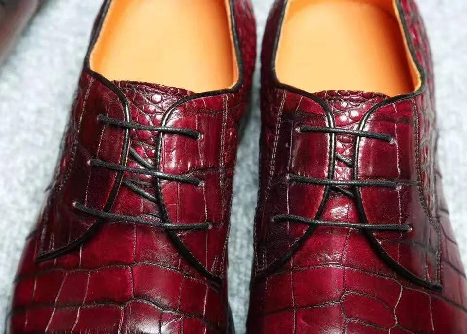 Crocodile Shoes Genuine Crocodile Goodyear Welted Formal Derby Shoes
