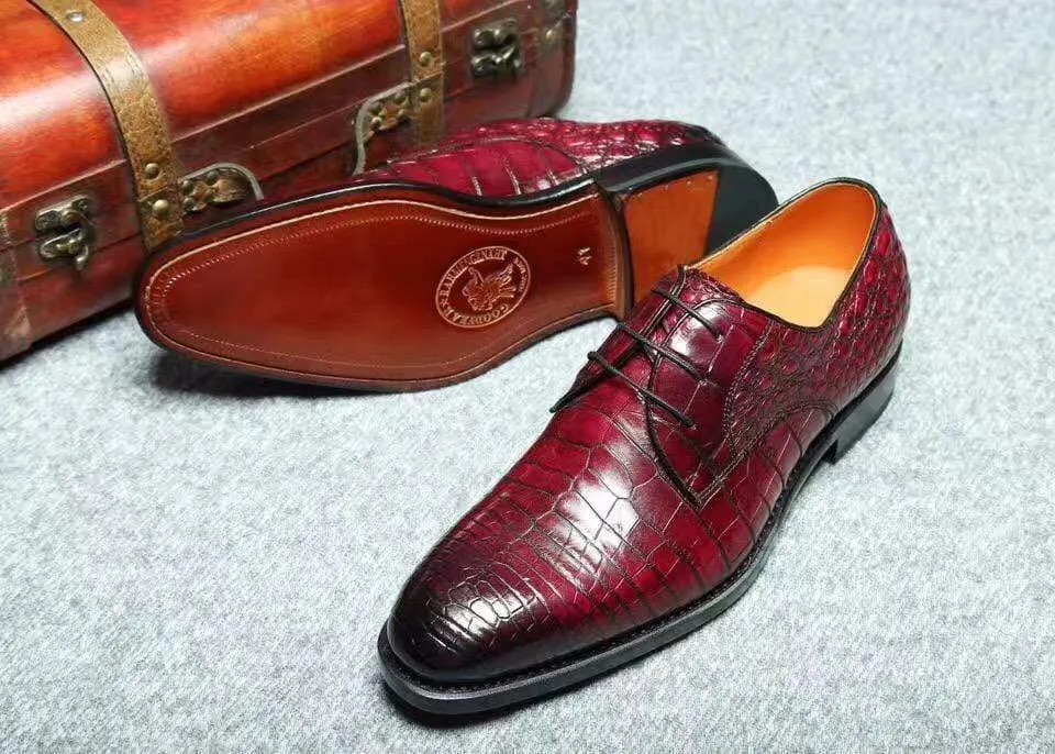 Crocodile Shoes Genuine Crocodile Goodyear Welted Formal Derby Shoes