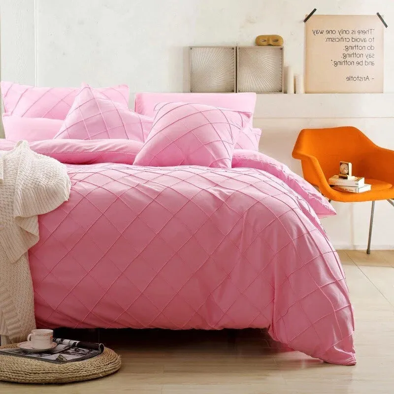 Cross Pleated Imperial Pink-Bed Set 8 Pcs (Luxury)