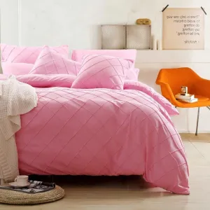 Cross Pleated Imperial Pink-Bed Set 8 Pcs (Luxury)