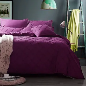 Cross Pleated Imperial Plum-Bed Set 8 Pcs (Luxury)
