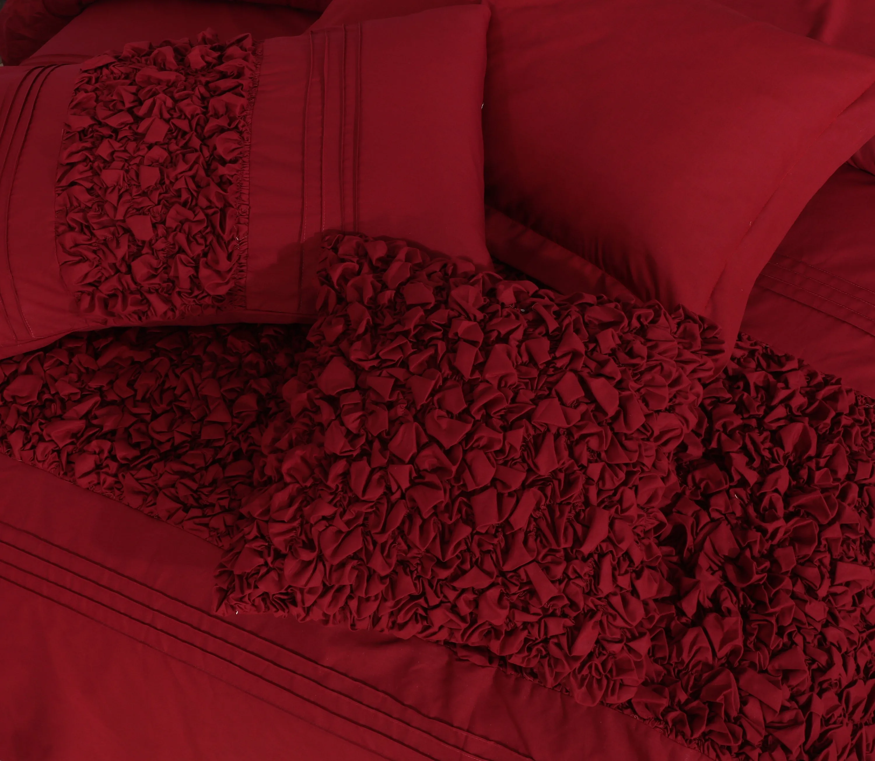 Cuddly Imperial Burgundy-Bed Set 8 Pcs (Luxury)
