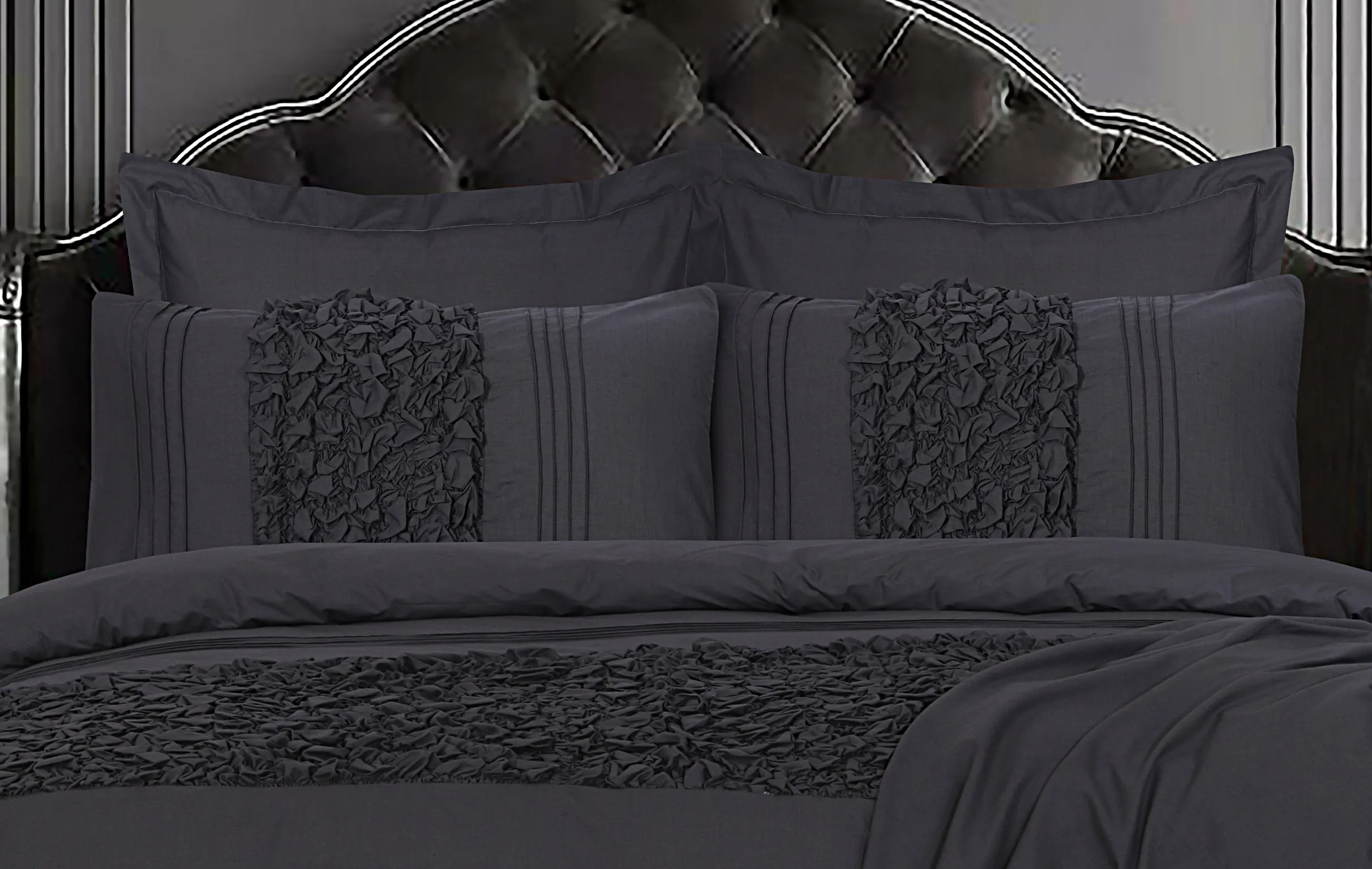 Cuddly Imperial Charcoal Grey-Bed Set 8 Pcs (Luxury)