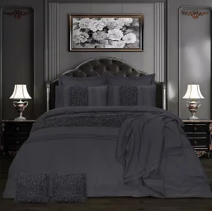 Cuddly Imperial Charcoal Grey-Bed Set 8 Pcs (Luxury)
