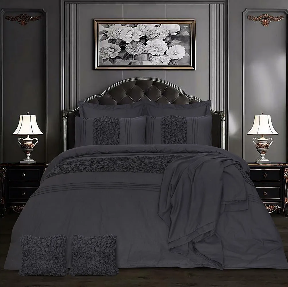 Cuddly Imperial Charcoal Grey-Bed Set 8 Pcs (Luxury)
