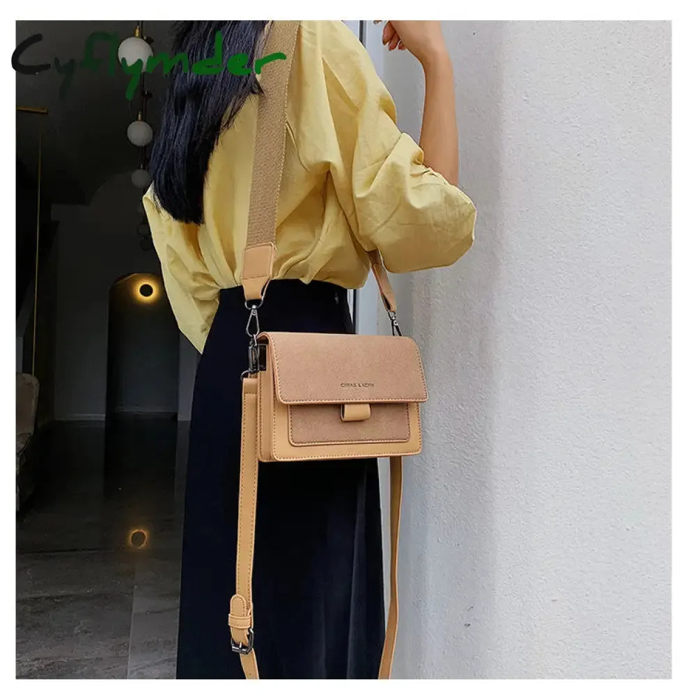 Cyflymder Small bag women new Korean version of small square bag wide shoulder strap fashion Joker shoulder Messenger bag