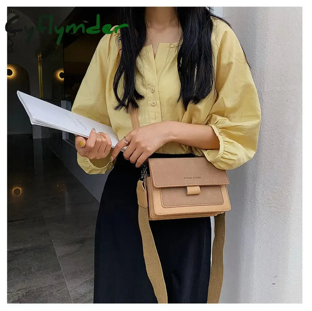Cyflymder Small bag women new Korean version of small square bag wide shoulder strap fashion Joker shoulder Messenger bag
