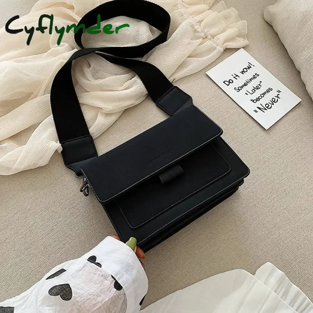 Cyflymder Small bag women new Korean version of small square bag wide shoulder strap fashion Joker shoulder Messenger bag
