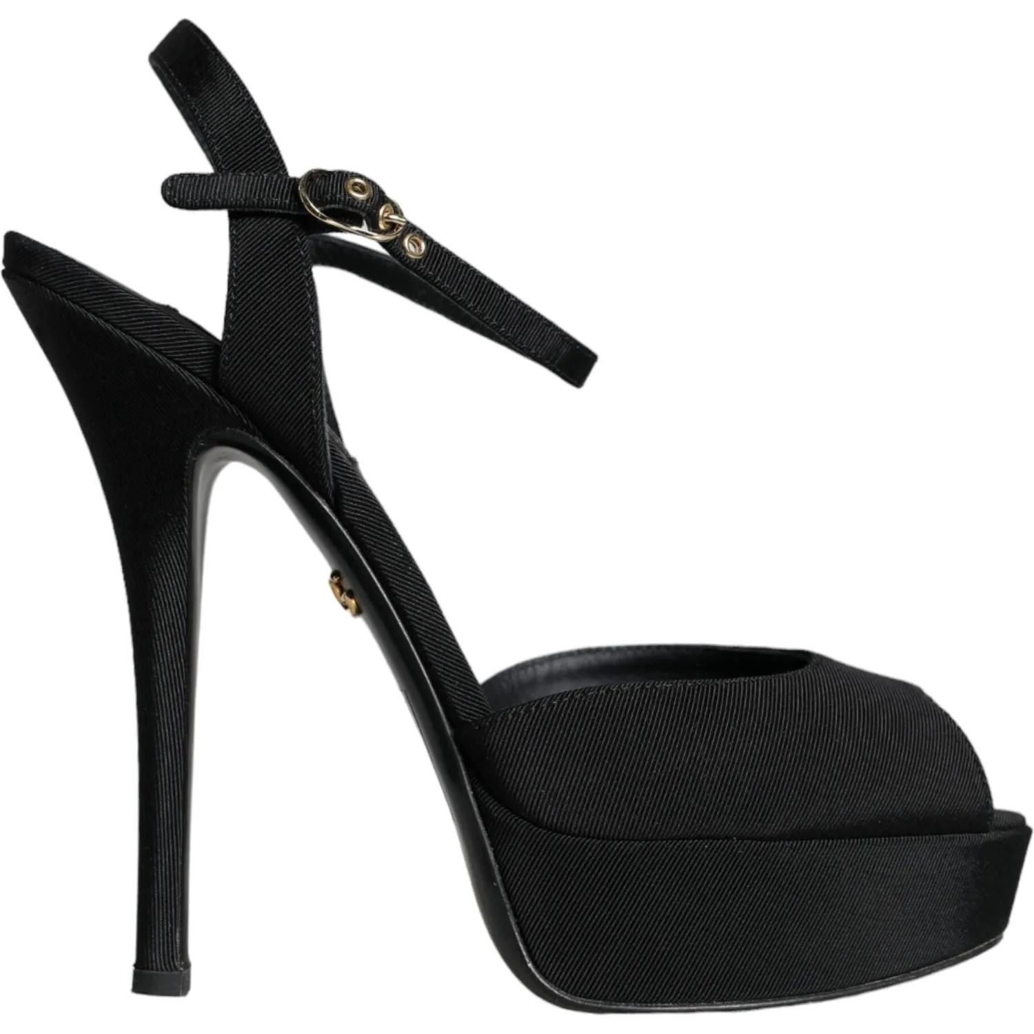 Dolce & Gabbana Black Leather Platform Heels Sandals Shoes