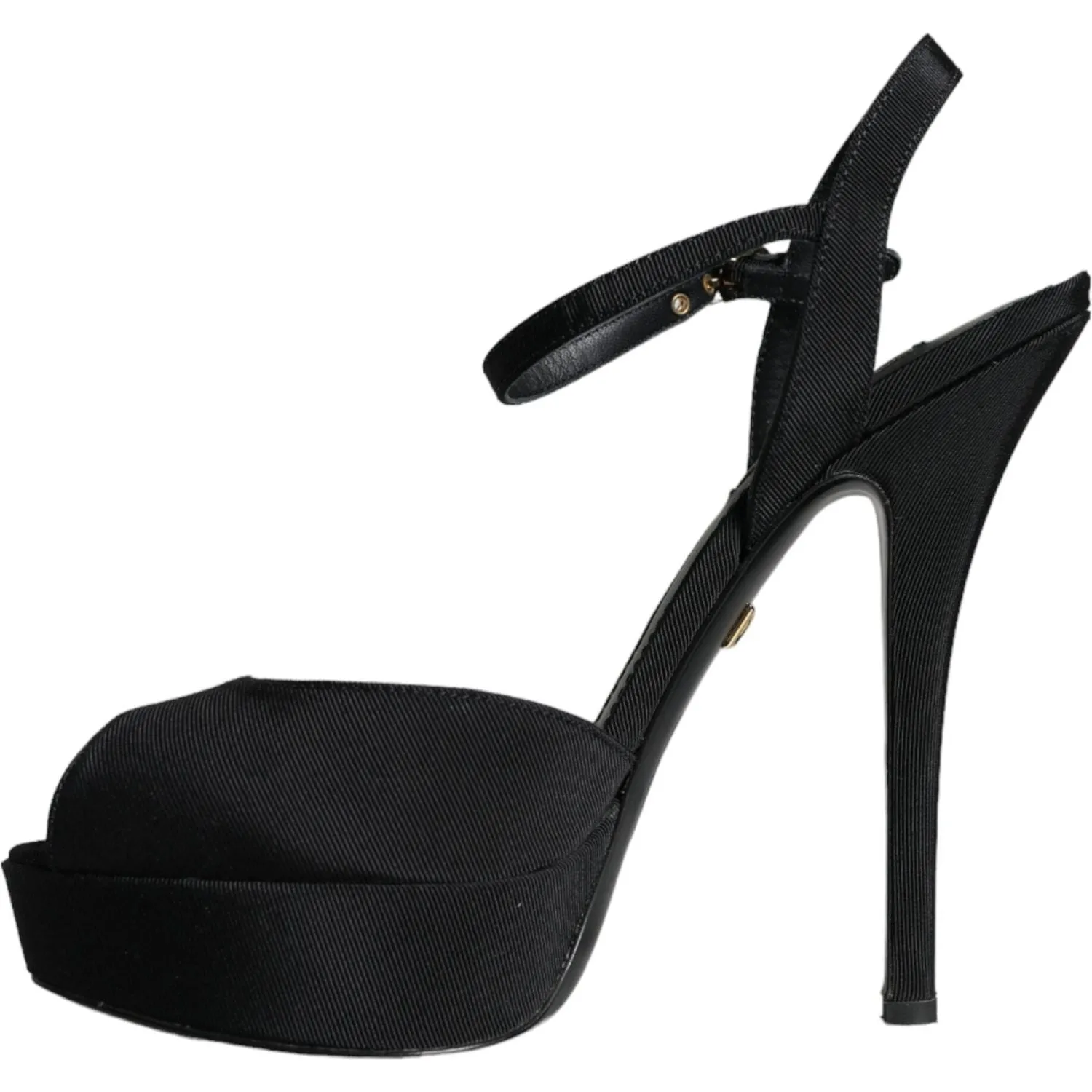 Dolce & Gabbana Black Leather Platform Heels Sandals Shoes