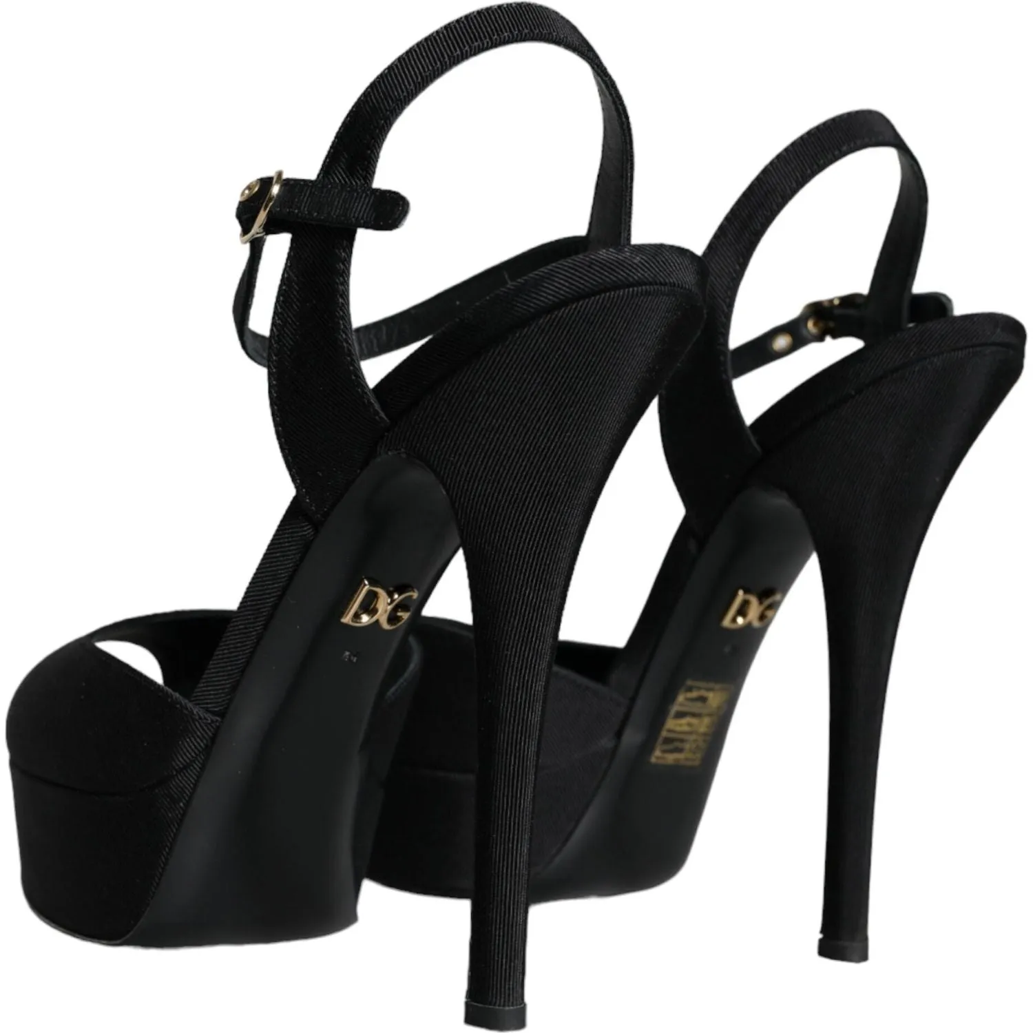 Dolce & Gabbana Black Leather Platform Heels Sandals Shoes