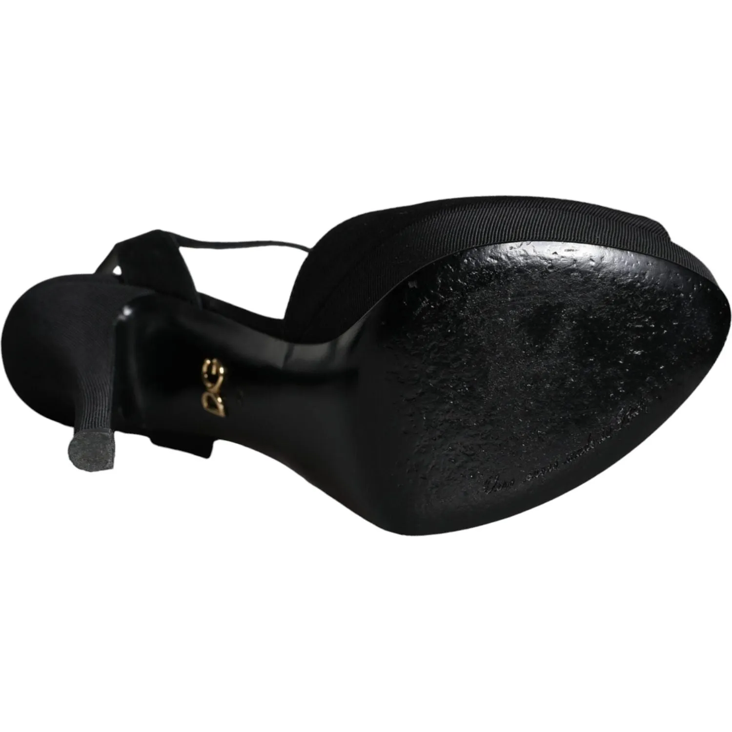 Dolce & Gabbana Black Leather Platform Heels Sandals Shoes