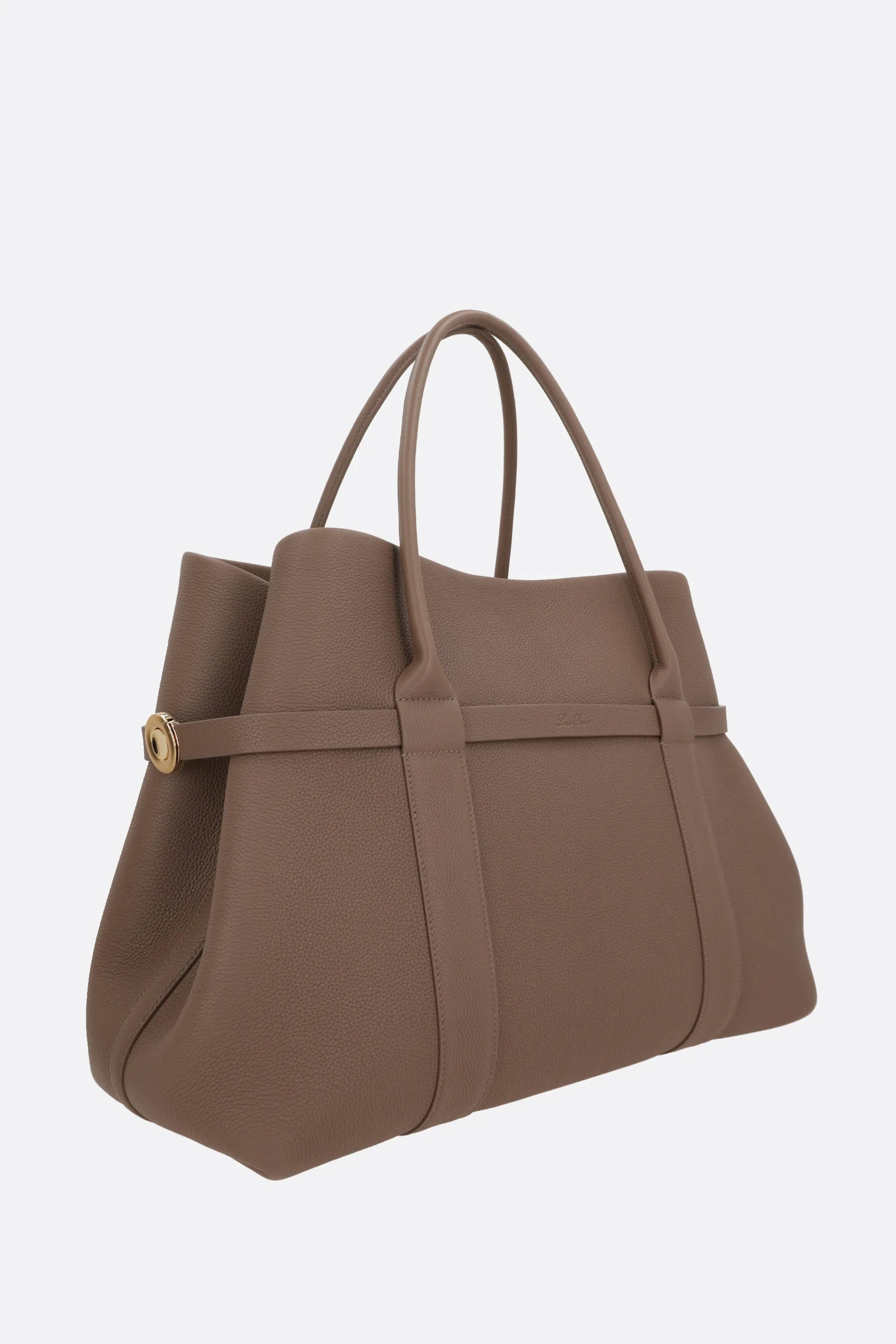 Double-Ring Pattern Calfskin Shopper Tote