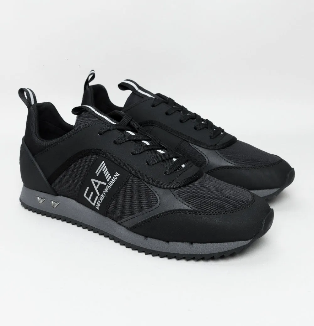 EA7 Emporio Armani Multi Logo Trainers Black/Iron Gate