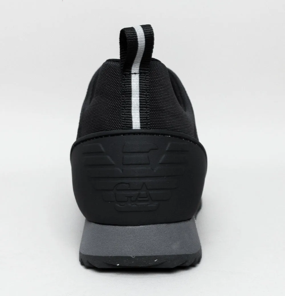 EA7 Emporio Armani Multi Logo Trainers Black/Iron Gate