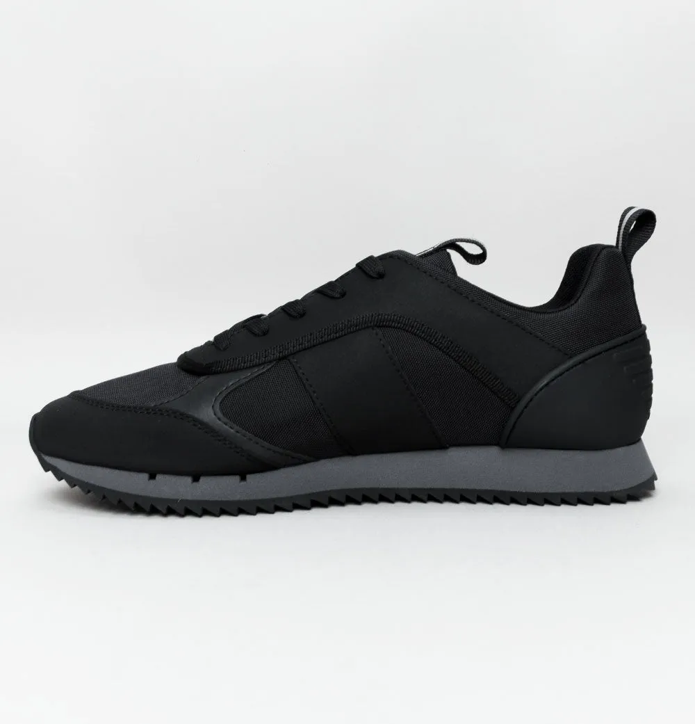 EA7 Emporio Armani Multi Logo Trainers Black/Iron Gate