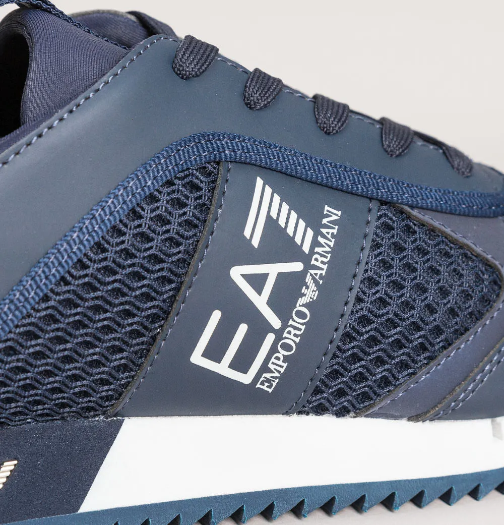 EA7 Emporio Armani Multi Logo Trainers Navy/White