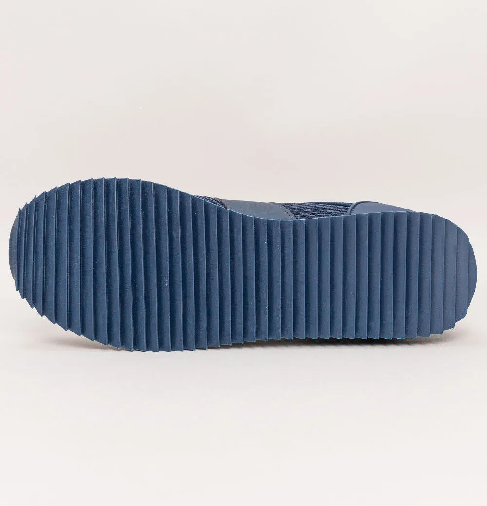 EA7 Emporio Armani Multi Logo Trainers Navy/White