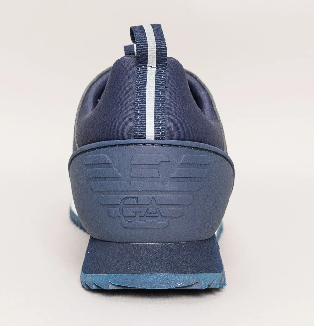 EA7 Emporio Armani Multi Logo Trainers Navy/White