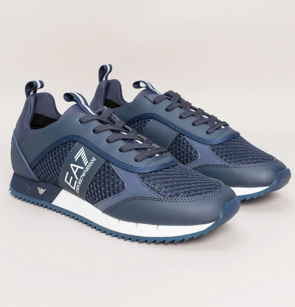 EA7 Emporio Armani Multi Logo Trainers Navy/White
