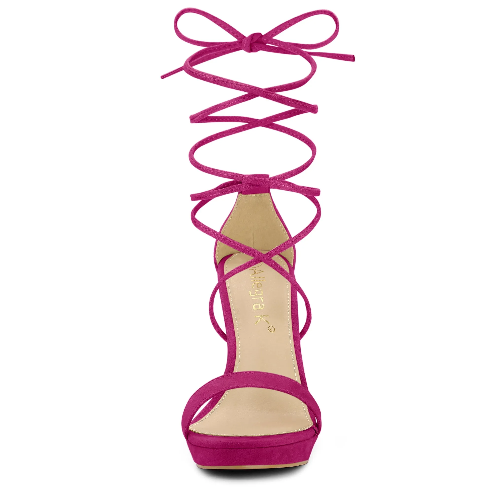 Faux Suede Platform Stiletto Heel Lace Up Sandals
