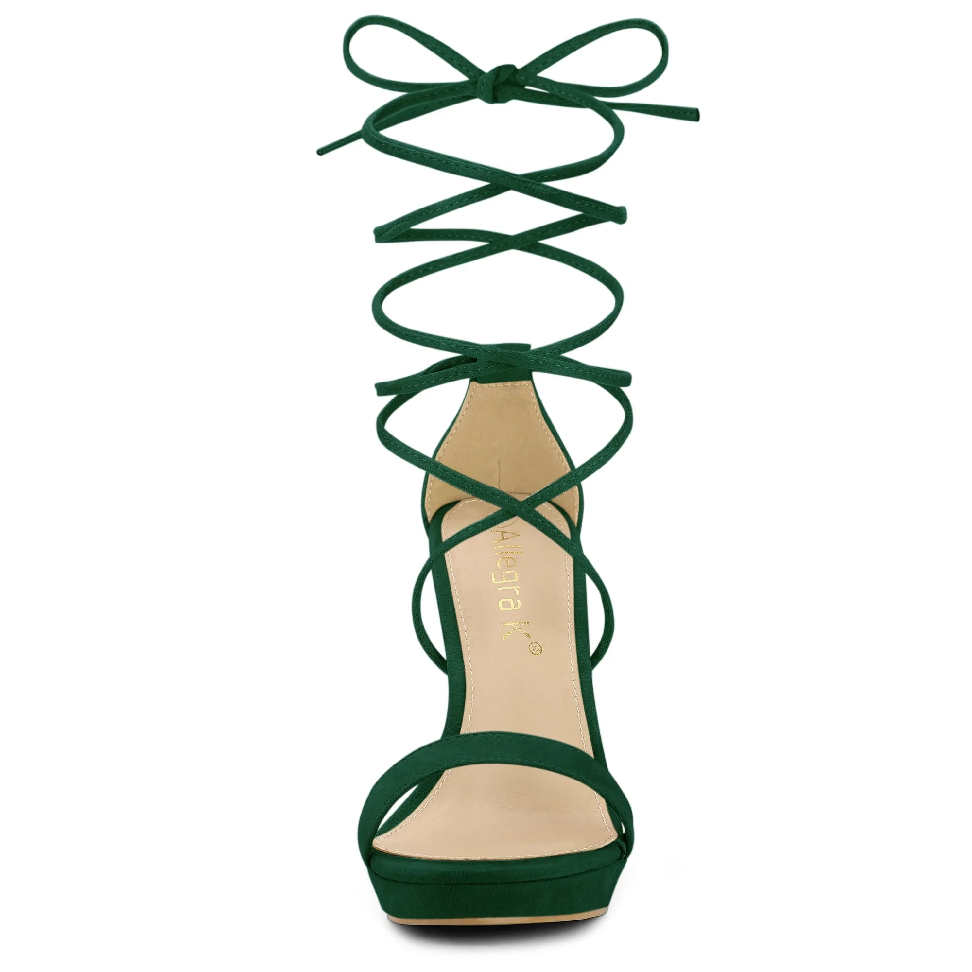Faux Suede Platform Stiletto Heel Lace Up Sandals