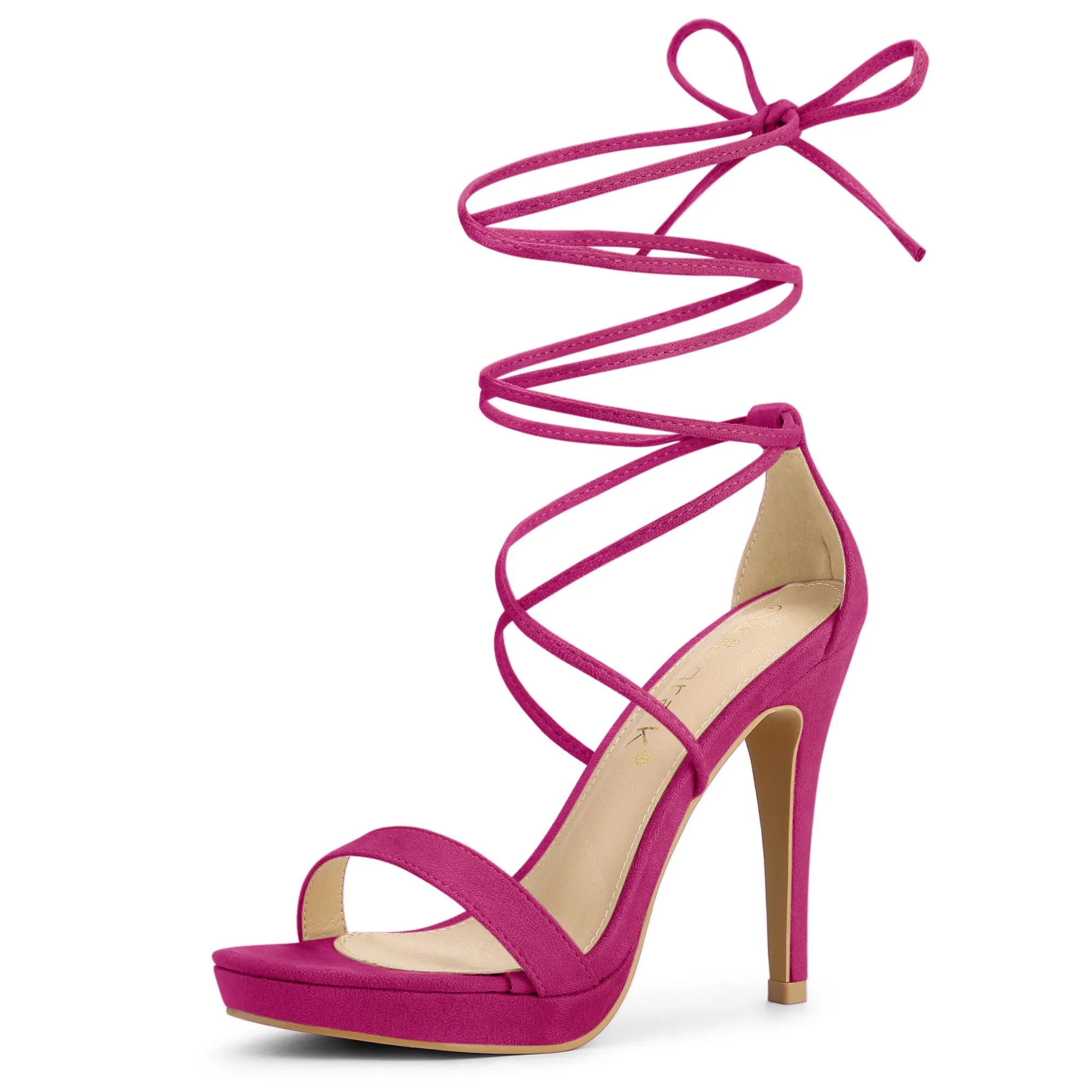 Faux Suede Platform Stiletto Heel Lace Up Sandals