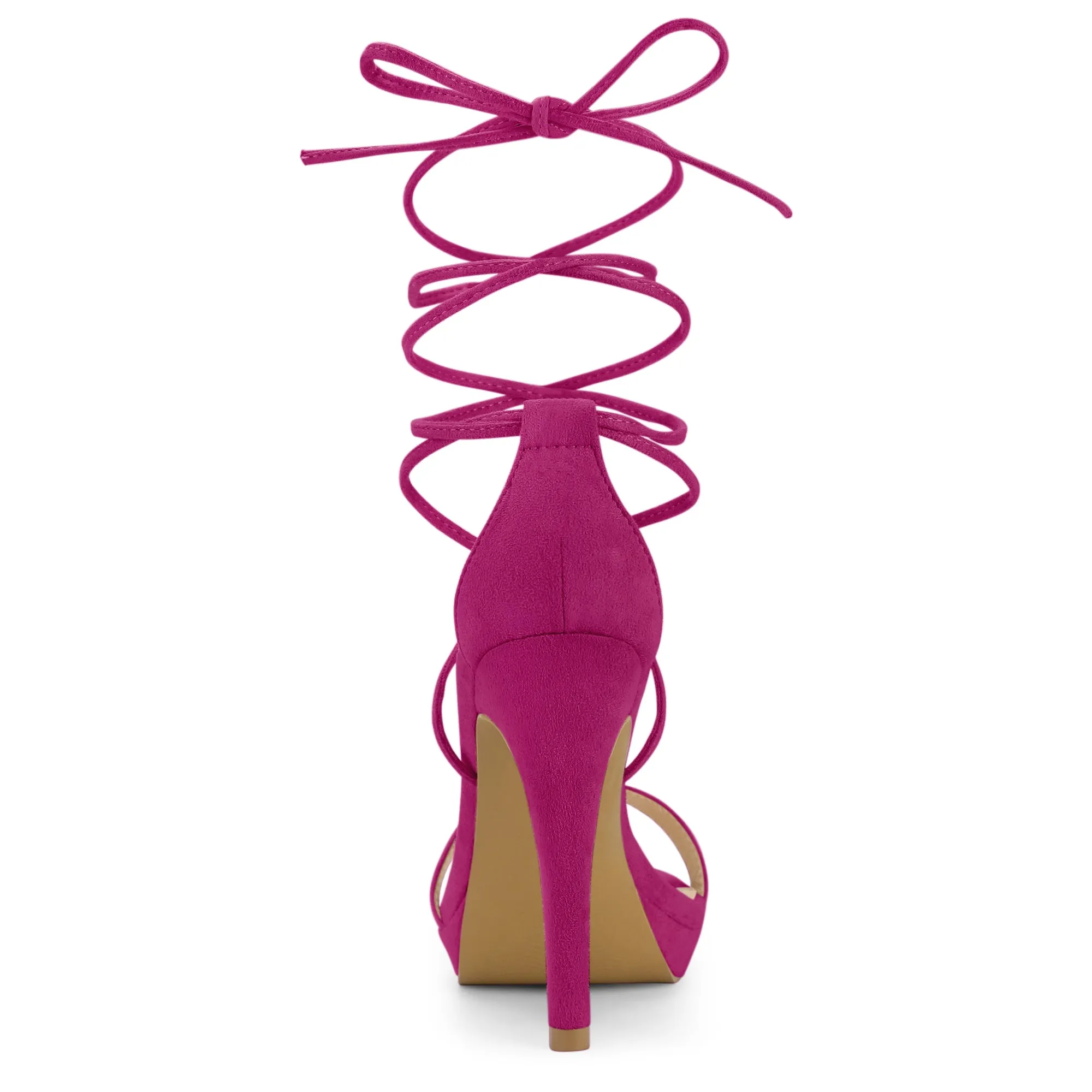 Faux Suede Platform Stiletto Heel Lace Up Sandals