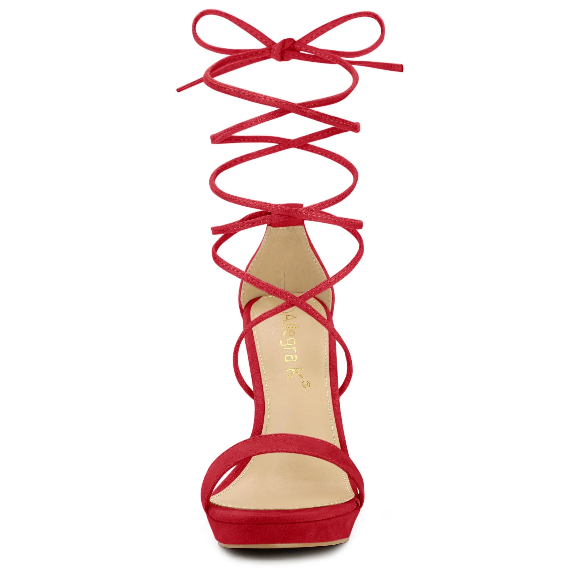 Faux Suede Platform Stiletto Heel Lace Up Sandals