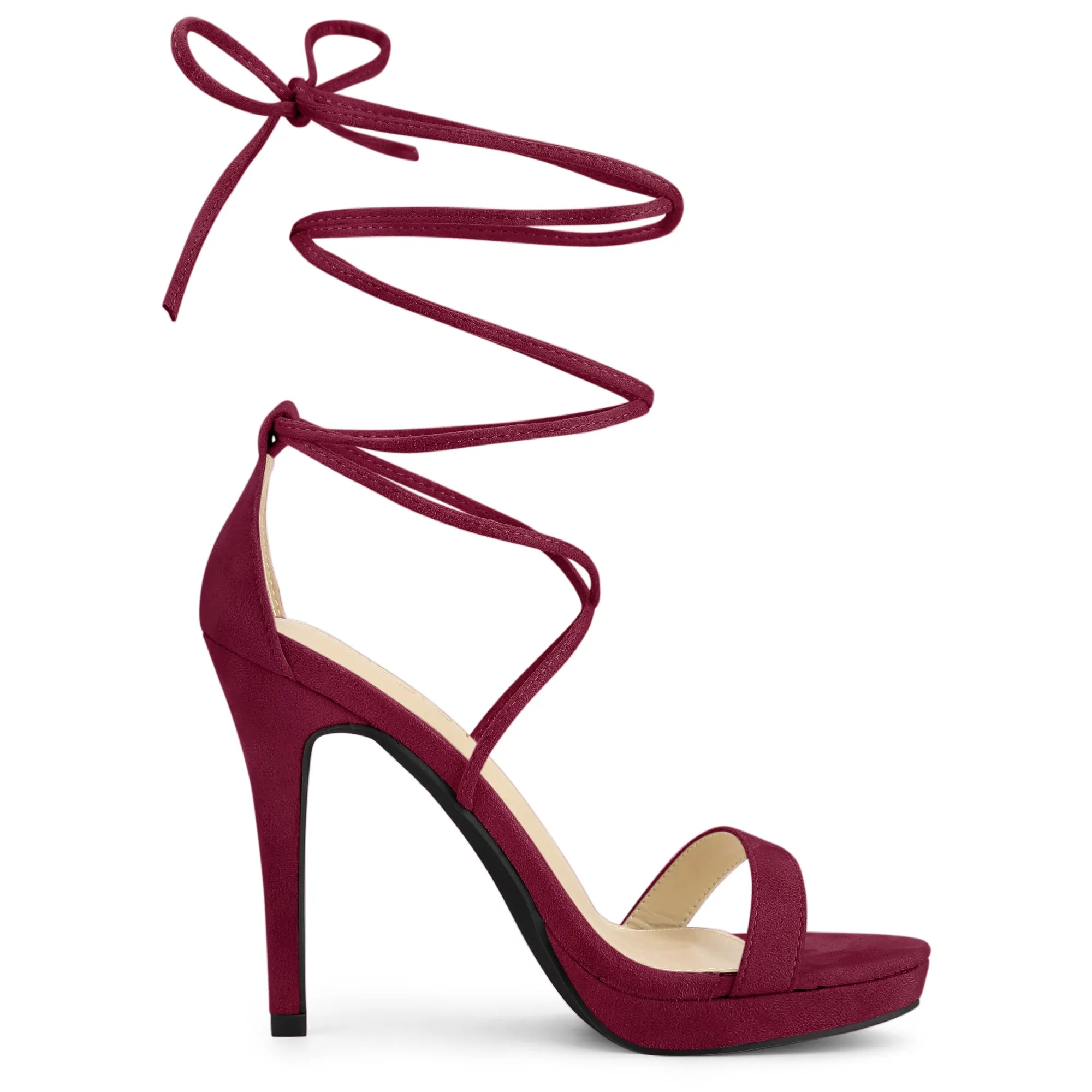Faux Suede Platform Stiletto Heel Lace Up Sandals