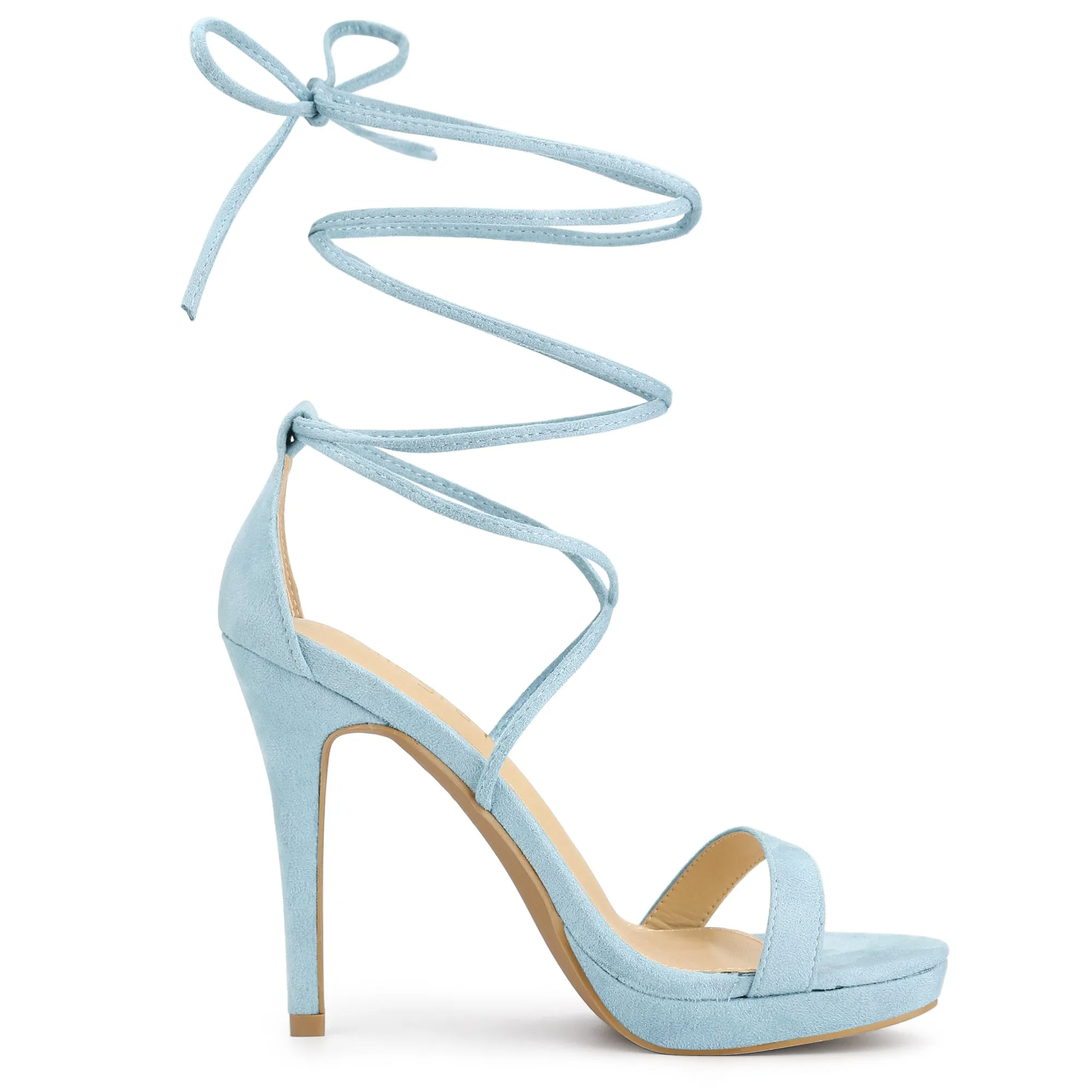 Faux Suede Platform Stiletto Heel Lace Up Sandals