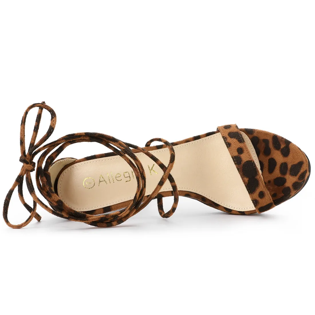 Faux Suede Platform Stiletto Heel Lace Up Sandals
