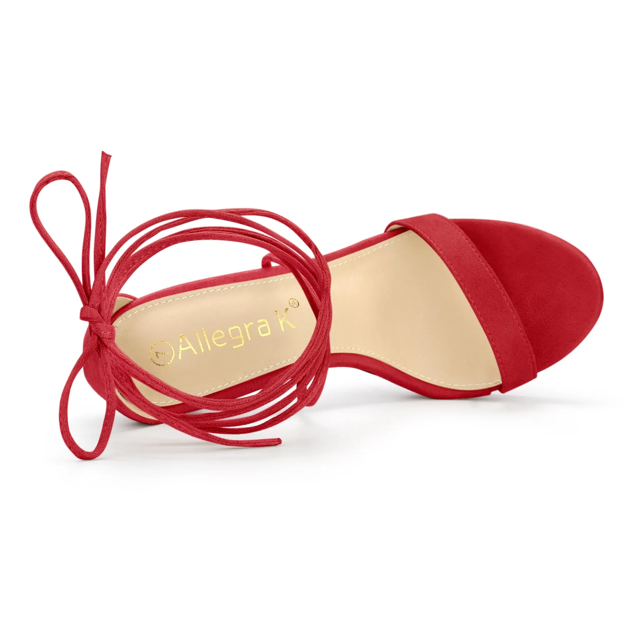 Faux Suede Platform Stiletto Heel Lace Up Sandals