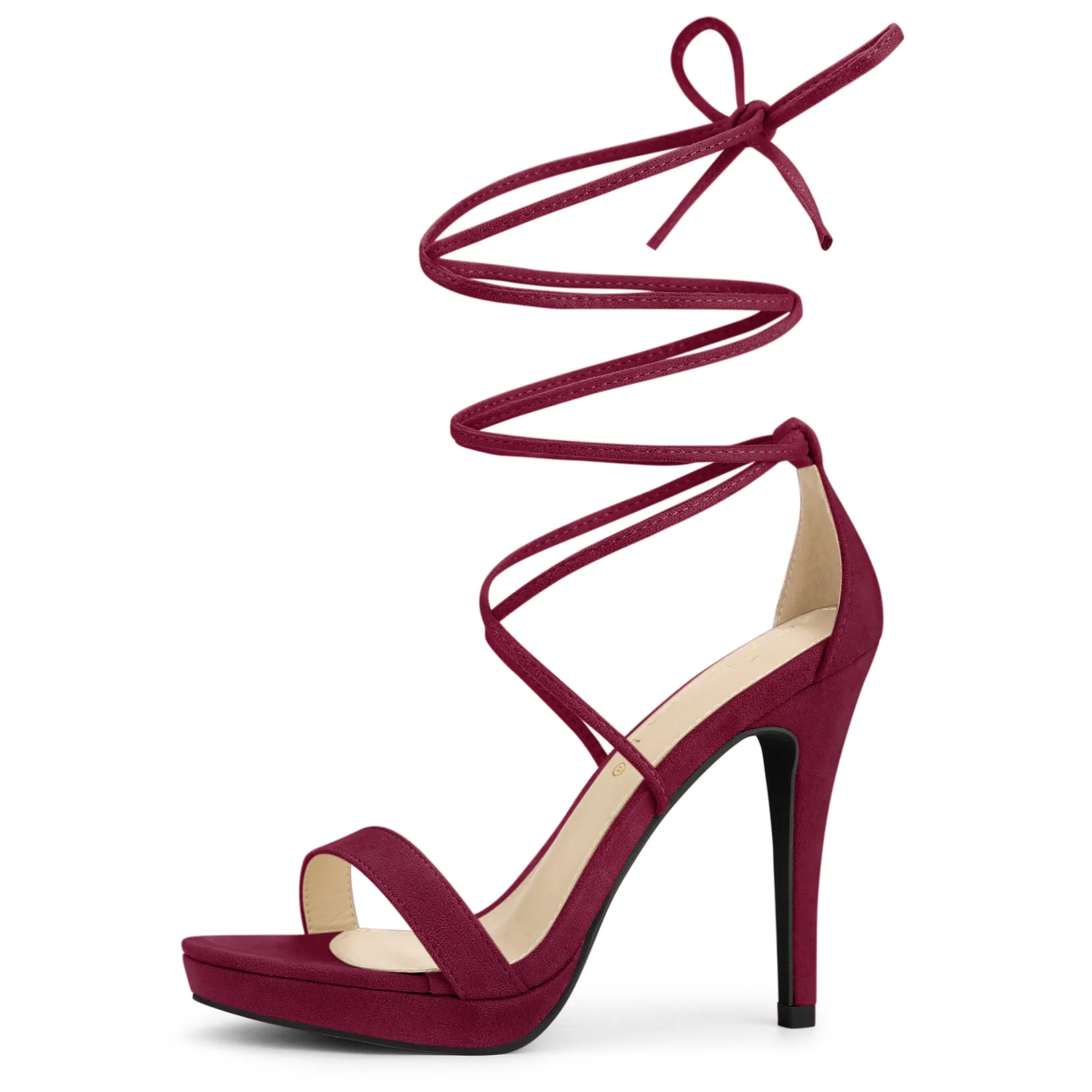 Faux Suede Platform Stiletto Heel Lace Up Sandals