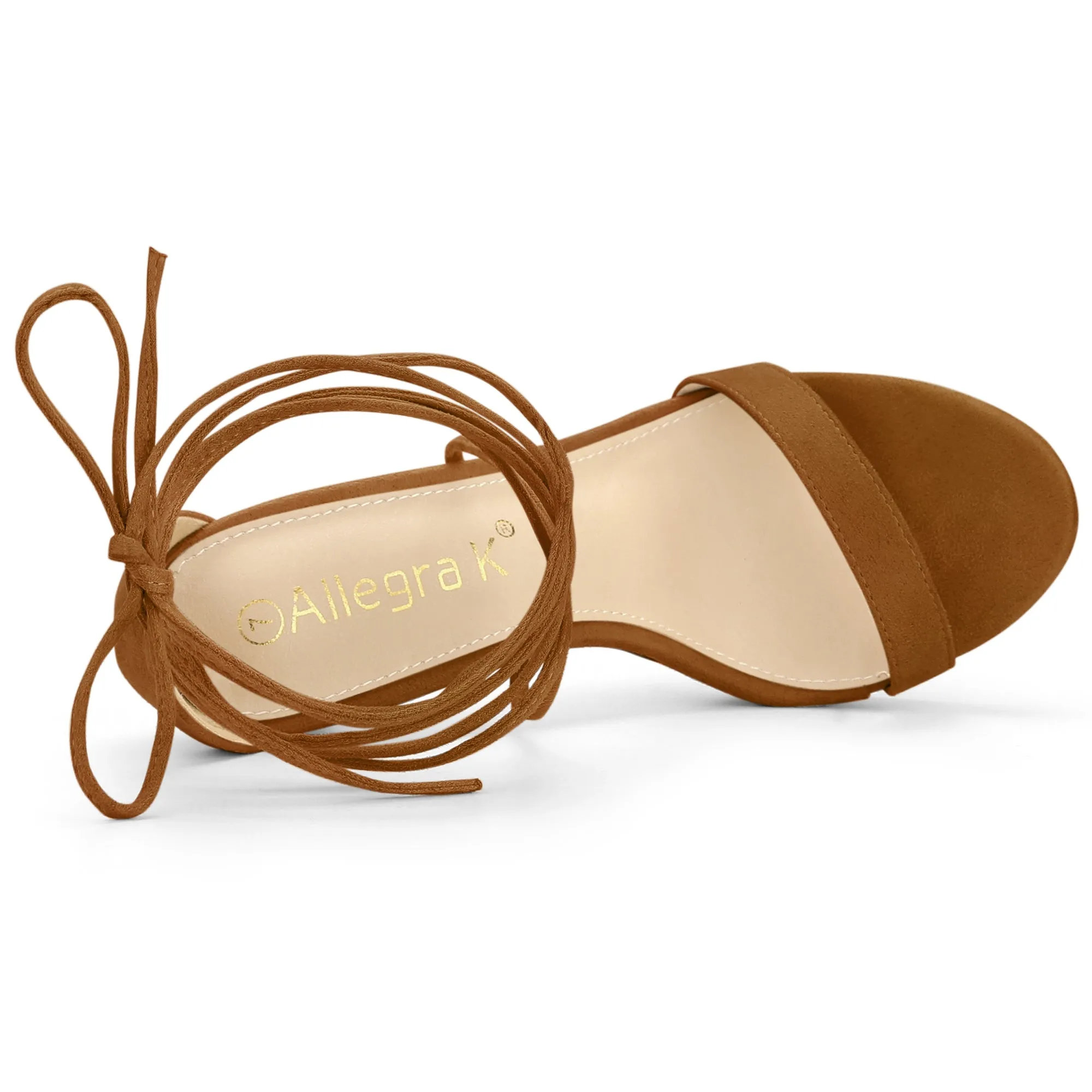 Faux Suede Platform Stiletto Heel Lace Up Sandals
